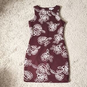 Honey and Rosie Wine and White Sheath Dress Sleeveless Mini Floral